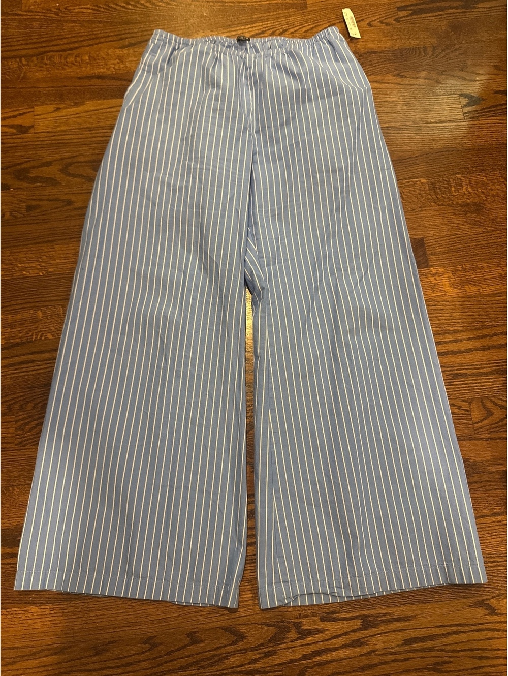 NWT J. Crew Cosmo Pants in Light Blue Cotton Strip Size Medium